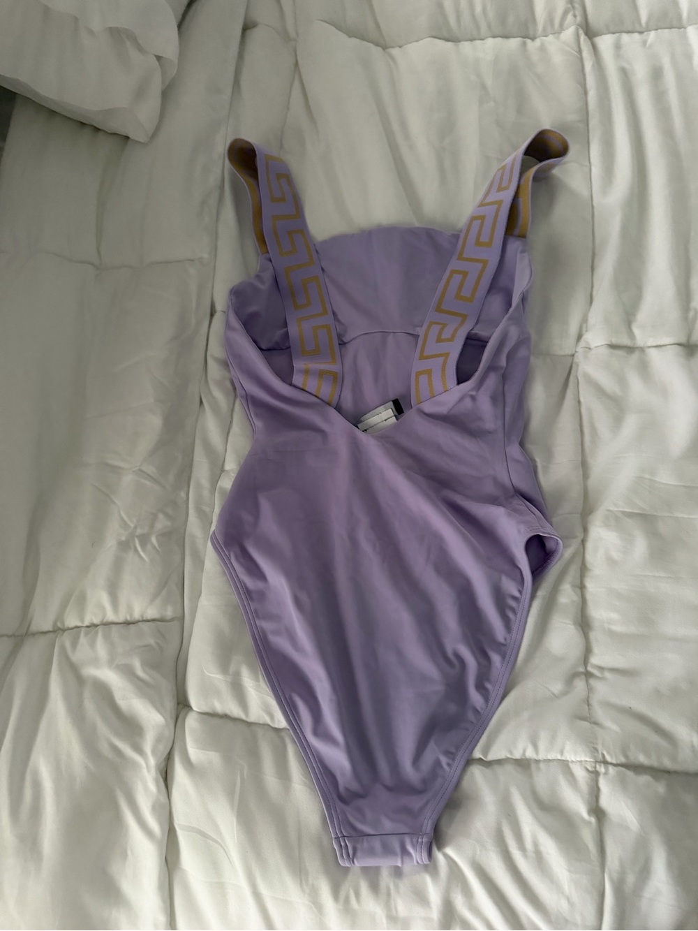 Versace Lavender Swimsuit with Gold-Trim Detail - Picture 5 of 8